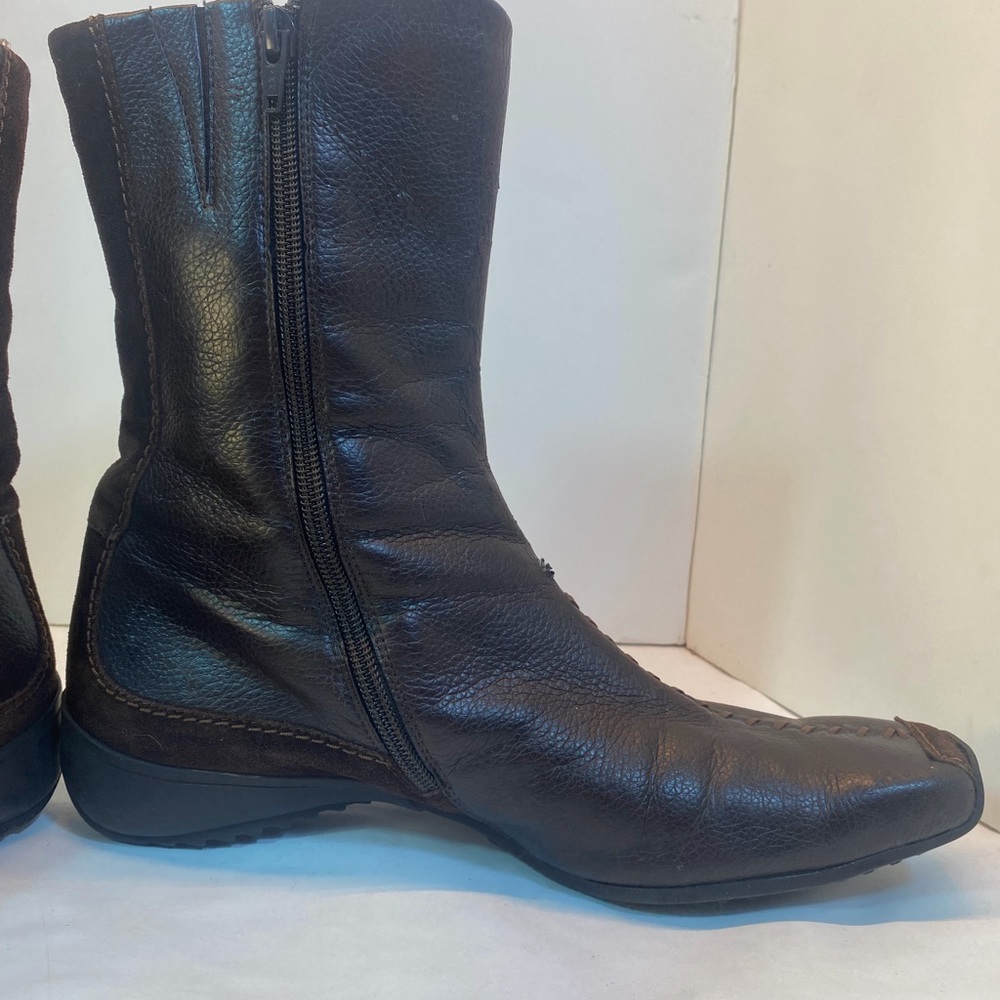 Elegant Brown Leather Women's Square Toe Boots Size 10 - Picture 6 of 12